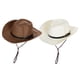 thumbnail image 1 of Juego de 2 sombreros de paja de trigo para playa, anti-UV, plegables, tipo fedora panamá Blanco + café, 1 of 9