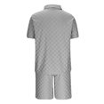 thumbnail image 6 of FRSASU Men's 2 Piece Sweatsuits Outfits Jacquard Checkerboard Short Sleeve Zip Polo Shirt Sweatshirt Joggers Sweatshorts Tracksuit Set Gray, 6 of 7
