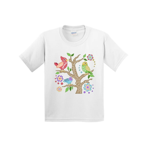 Inktastic Cozy Birds, Tree and and Flowers Youth T-Shirt