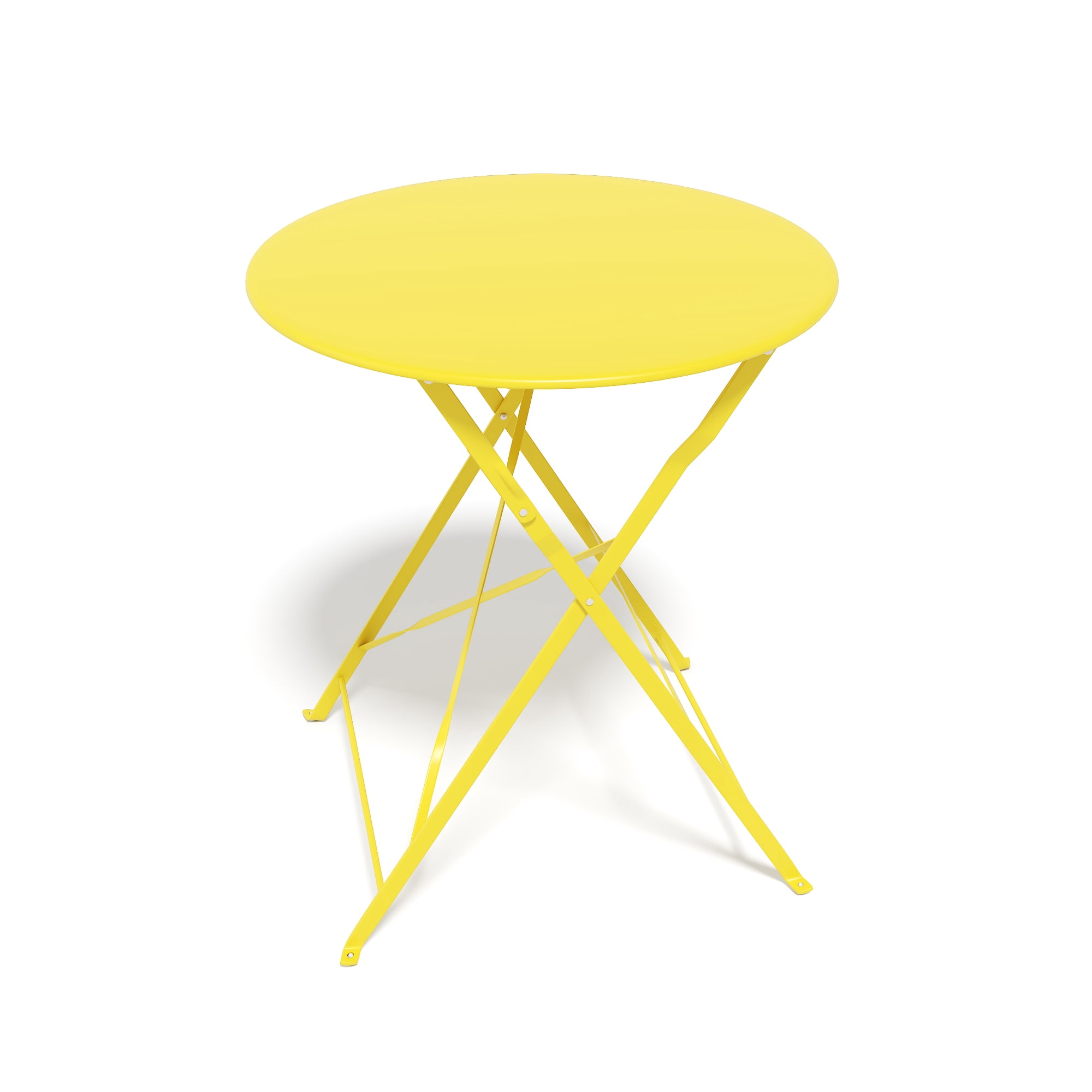 3‑Piece Yellow Folding Bistro Table and 2‑Chair Set, Indoor & Outdoor Patio Furniture with Cushions, Heavy‑Duty Rust‑Resistant Frame for Balcony Yard Garden