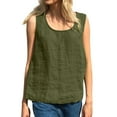 thumbnail image 2 of Tittly Tank Tops Vest for Women Summer Cotton Lnen Sleeveless Shirt Women's Loose Casual Women's Tanks & Camis Womens Tops Vest Tops for Women Green XL, 2 of 7