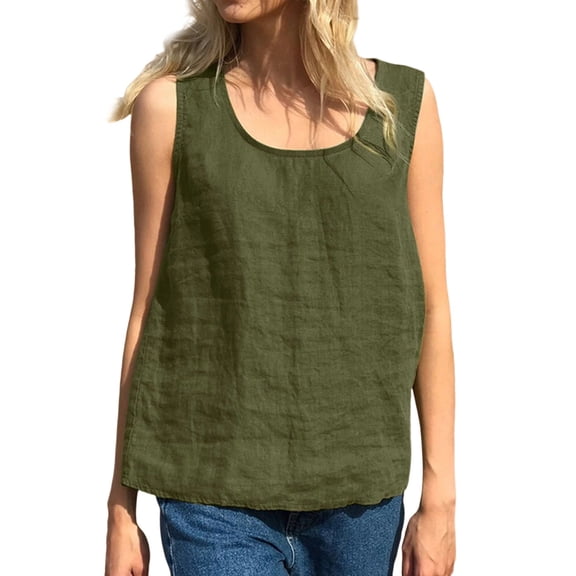 T Shirts For Women Womens Tops Summer Cotton Lnen Sleeveless Shirt Loose Casual Tanks & Camis