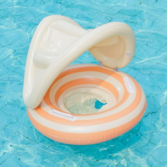 Cipaher Bebé Flotador con Asiento Parasol Desmontable y Soporte de Seguridad, Anillo de Natación Infantil para Playa, Piscina, Lagos (Naranja)