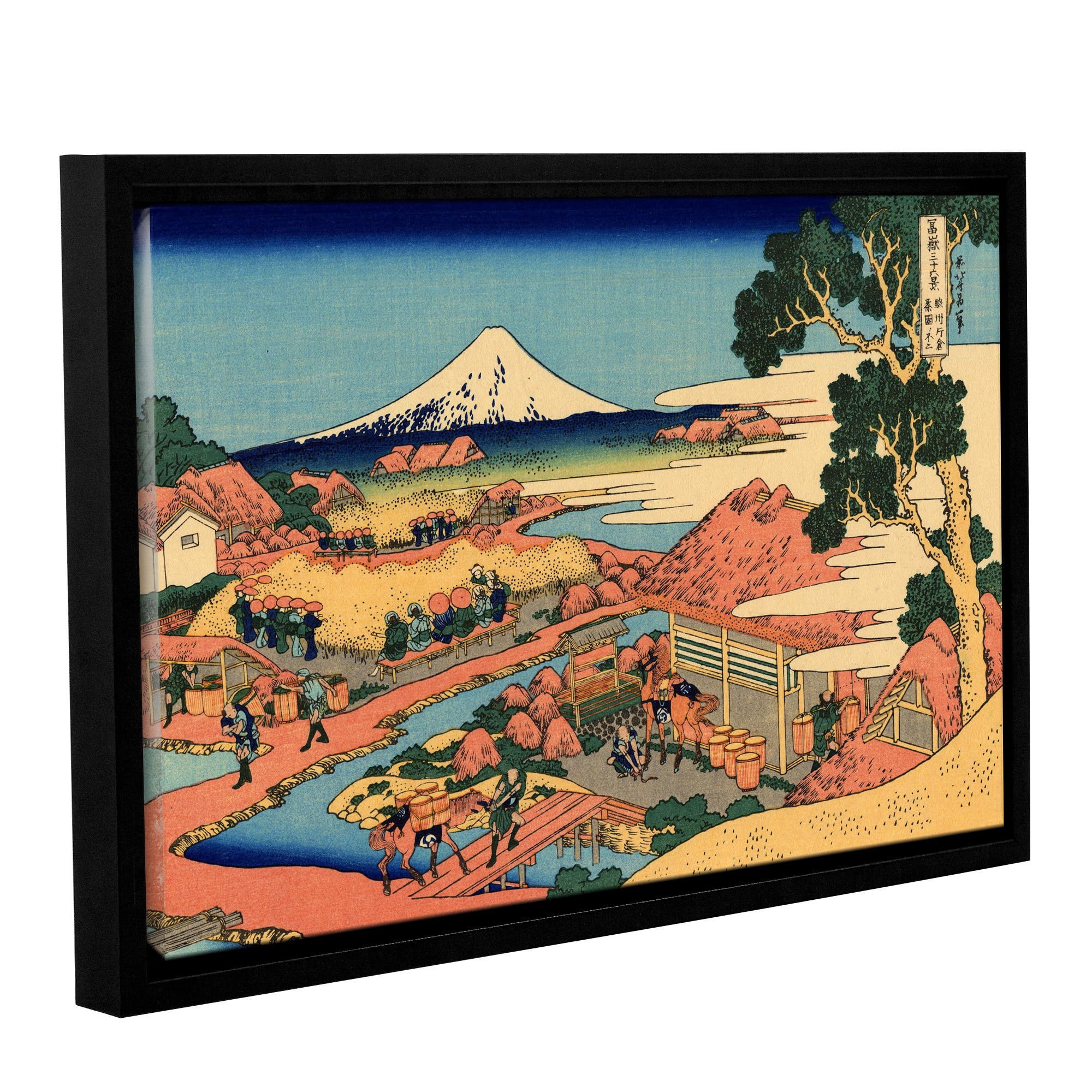 ArtWall Katsushika Hokusai "Tea Plantation in Suruga Province" Gallery-Wrapped Floater-Framed Canvas