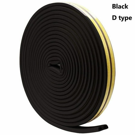 

5/10m Self Adhesive Rubber Anti Collision Weather Strips Draught Excluder Seal Strip Foam Window Door BLACK 10M D