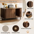 thumbnail image 4 of Multi-Functional Hidden Cat Litter Box Enclosure Furniture, Akaber Cat Washroom with Cat Scratch Pad, Tambour Sliding Door, Indoor Cat House for Living Room, Walnut, 4 of 9