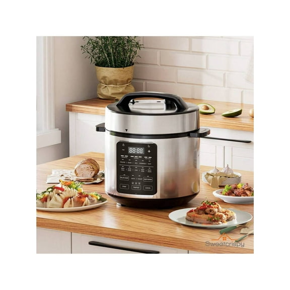 6 QT Electric Pressure Canner 12-In-1 Multi Cooker Electric Canners For Pressure Canning Rice Cooker Digital Pressure Canner Stainless Steel