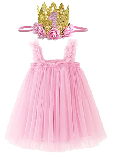 BGFKS Layered Tulle Tutu Dress for Toddler Girls,Baby Girl Tutu Princess Skirt Set with Lace Rose Flower Crown. 