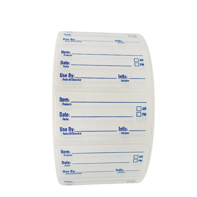 Etiquetas alimentarias solubles ATL Direct 2x1, 1000 pegatinas azules