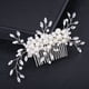 thumbnail image 2 of Nvzi Horquillas para el pelo de boda con flores para novias, peinetas con perlas de cristal, pinzas para el pelo, accesorios para el pelo de boda dorados, joyas, color blanco, 2 of 5