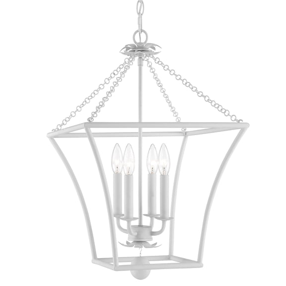 Crystorama Lighting Group 516 Broche 4 Light 16" Wide Taper Candle Pendant - White
