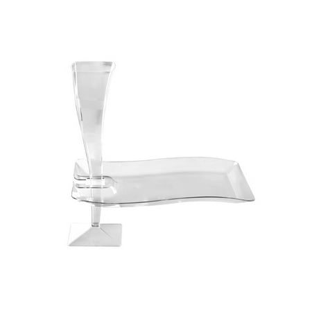 

6 W x 9 1/2 L Wave Shape Rectangular Clear Plastic Cocktail Plates with Cup Hole 10/PK Pack of 3