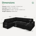 thumbnail image 3 of HONBAY 111.5" Oversize U-Shaped Sectional Sofa Bed with Storage Chaise, Velvet Tufted Pull Out Sleeper for Living Room, Black, 3 of 11