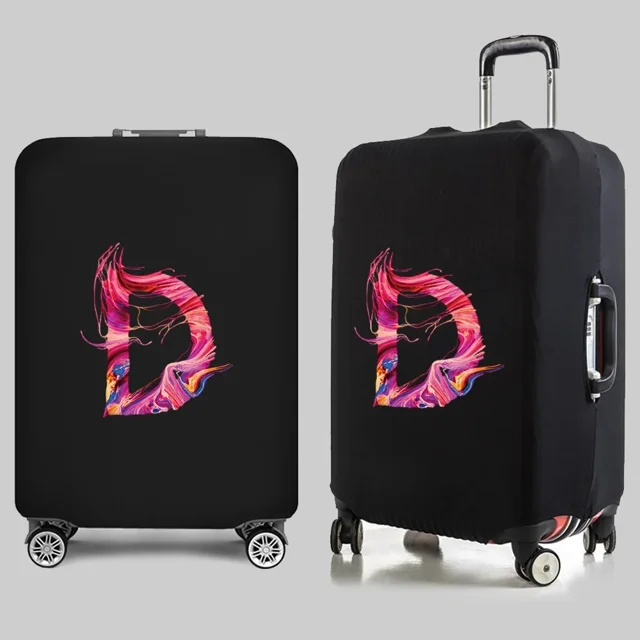 Housse de Valise Essentielle de Voyage avec Impression de Lettres Peintes pour Accessoires de Voyage de 18 à 32 Pouces, Sac de Protection pour Valise à Roulettes 8peinture m