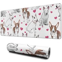 Long Mouse Pads for Desk,Bull Terriers and Hearts Desk Mats on Top Of Desks, Desk Mouse Pad Extra Large with 3mm Non-Slip Base and Stitched Edge for Gaming,Office,Work,Home 31.5"x11.8"