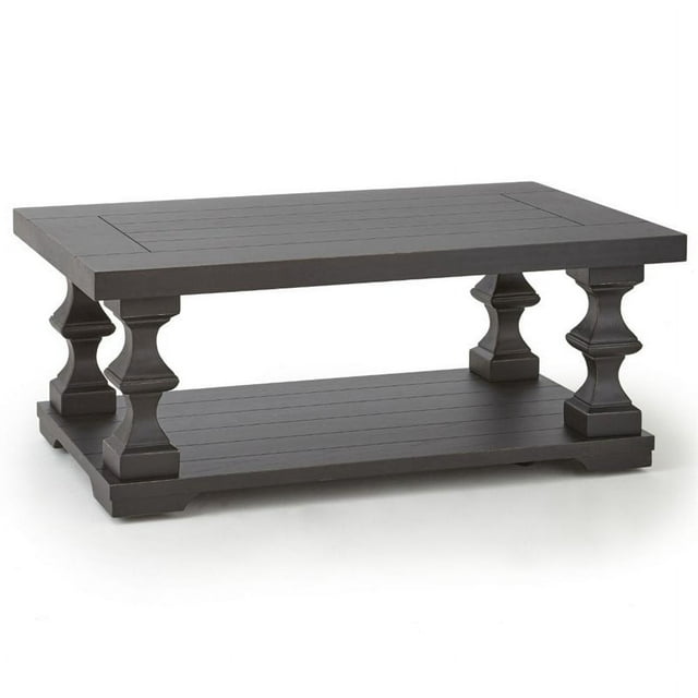 Steve Silver Co. Dory Coffee Table with Plank Effect Top and Unique Pedestal Base, Ebony