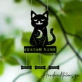 thumbnail image 2 of Handmadetneonsign Custom Metal Halloween Black Moon Cat Wind Chime, Personalized Metal Cat Garden, 2 of 5