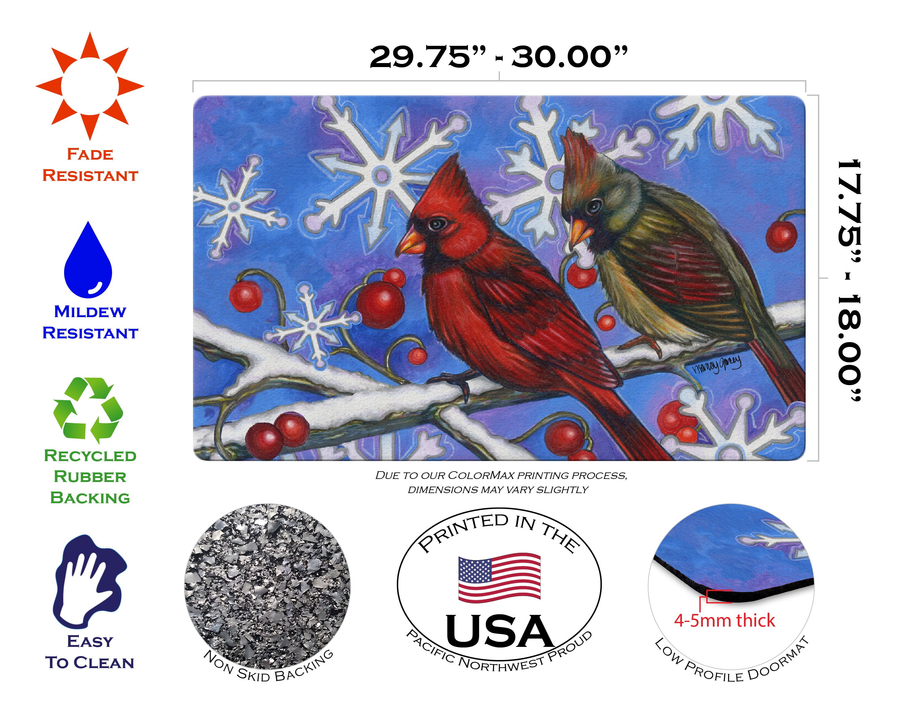 Toland Home Garden 800098 Birds N Snowflakes 18 x 30 Inch Decorative Standard Multicolored