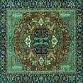 thumbnail image 1 of Ahgly Company Indoor Square Abstract Turquoise Blue Modern Area Rugs, 3' Square, 1 of 4