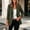 Army Green, variant on ClodeEU Women's Lapel Open Front Suede Blazer Jacket, Long Sleeve Casual Work Outerwear ,Women's S-XXL