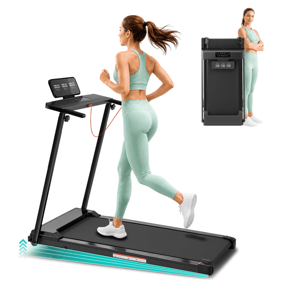3.5HP Foldable Walking Pad with Incline & Handle Bar LED Display 0.6-10MPH 400LBS Capacity Treadmill for Home Office