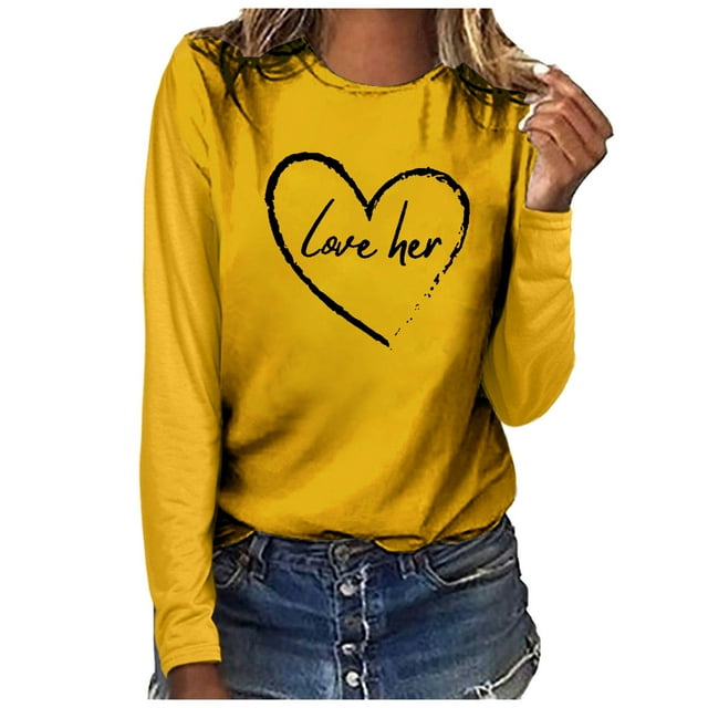 DPTALR T-shirt Ample Imprimé pour Femmes Manches Longues Blouse Col Rond Hauts Décontractés