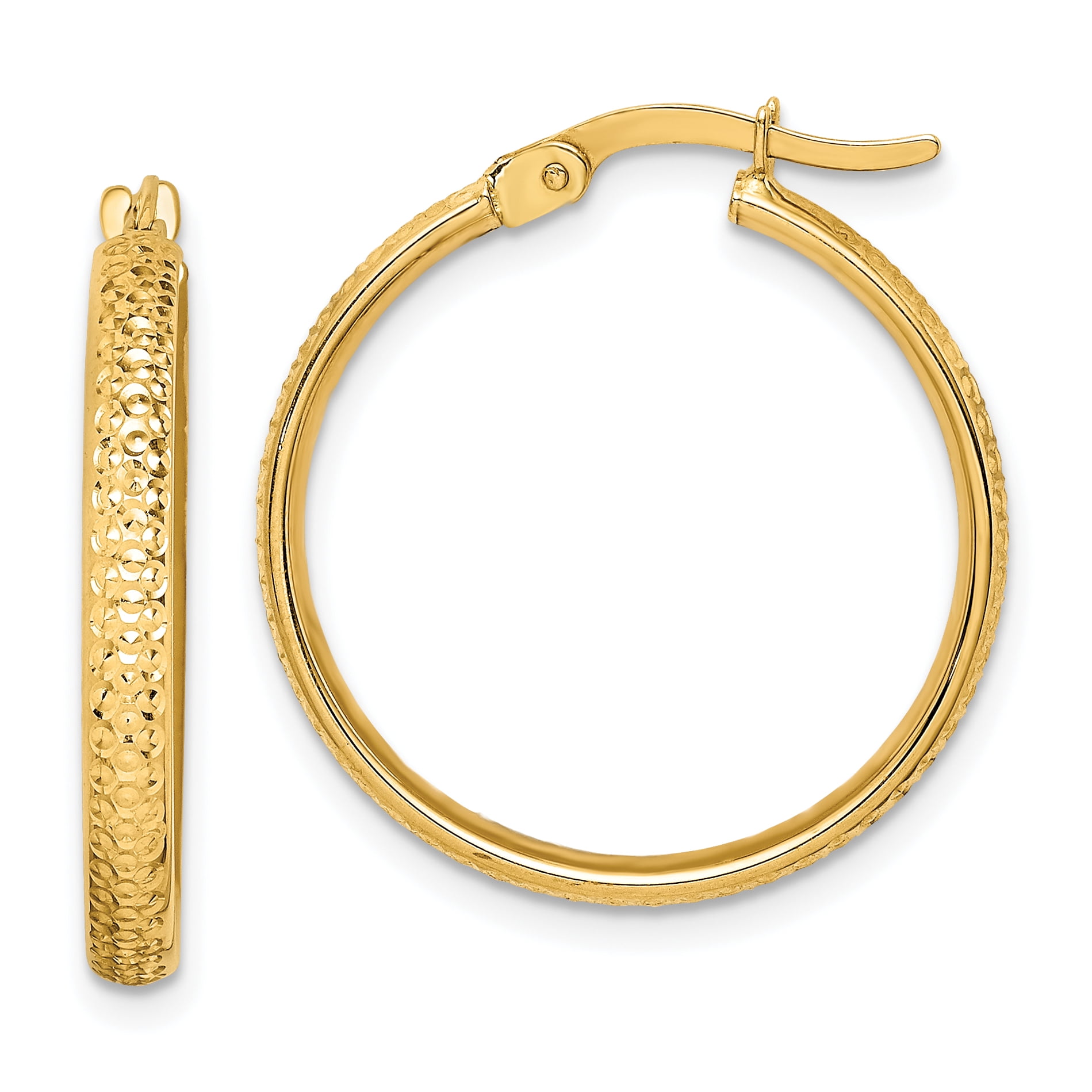 Primal Gold 14 Karat Yellow Gold Diamondcut Hoop Earrings