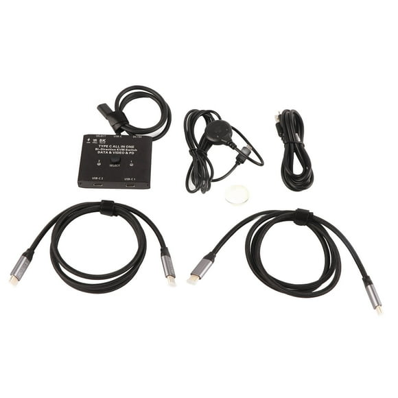 USB C Bi Directional Switcher 2 in 1 Out 1 in 2 Out Support 8K 60Hz 10Gbps 100W Charging USB Type C KVM Switch for Laptops