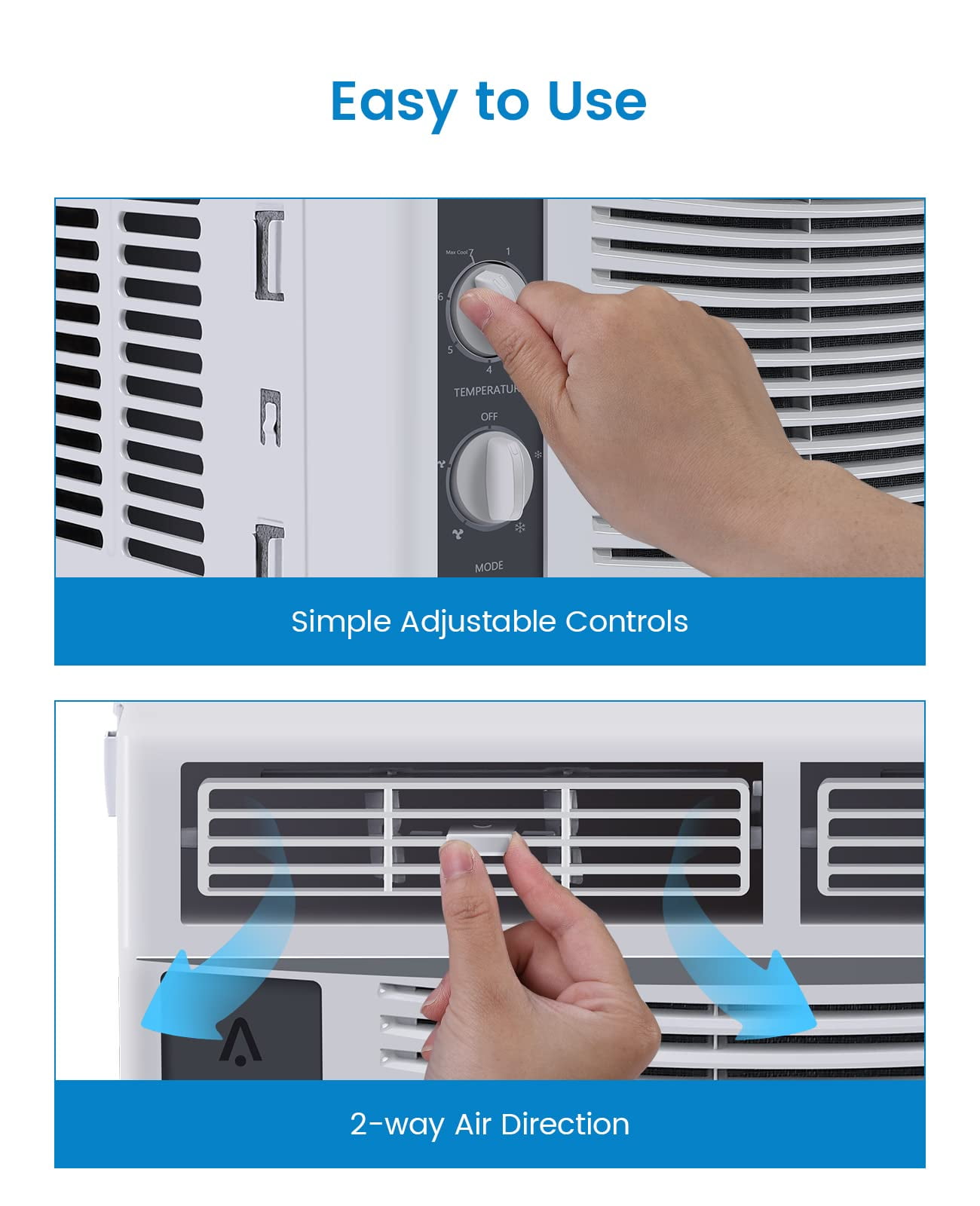 5000 BTU Window Air Conditioner, Window AC Unit with Easy-to-Use Mechanical Controls and Reusable Filter, Efficient Cooling for Smaller Areas, Cools 150 Sq.ft, 110-115V