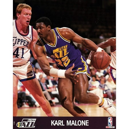 Karl Malone Utah Jazz 1990 NBA Hoops 8×10 photo card
