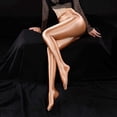 thumbnail image 4 of ALSLIAO Medias de seda brillantes para mujer Medias de satén brillantes Medias de nailon para yoga Ropa de baile Café oscuro M, 4 of 8