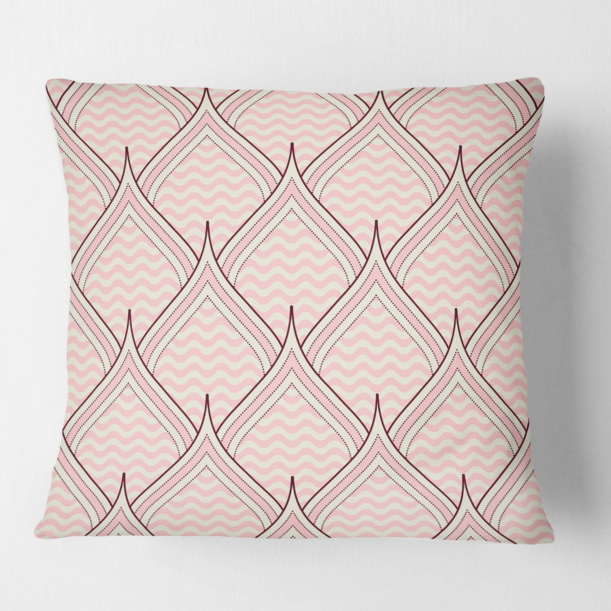 Designart Retro Ornament With Decorative Elements' Mid-Century Modern Throw Pillow - 16x16
