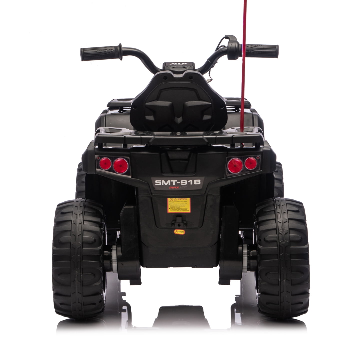 24V Electric Ride-On ATV, 2WD Electric 4-Wheeler with Decorative Flags, Built-in Music, USB Port, Electric Ride On Car for Kids 3-6, Black