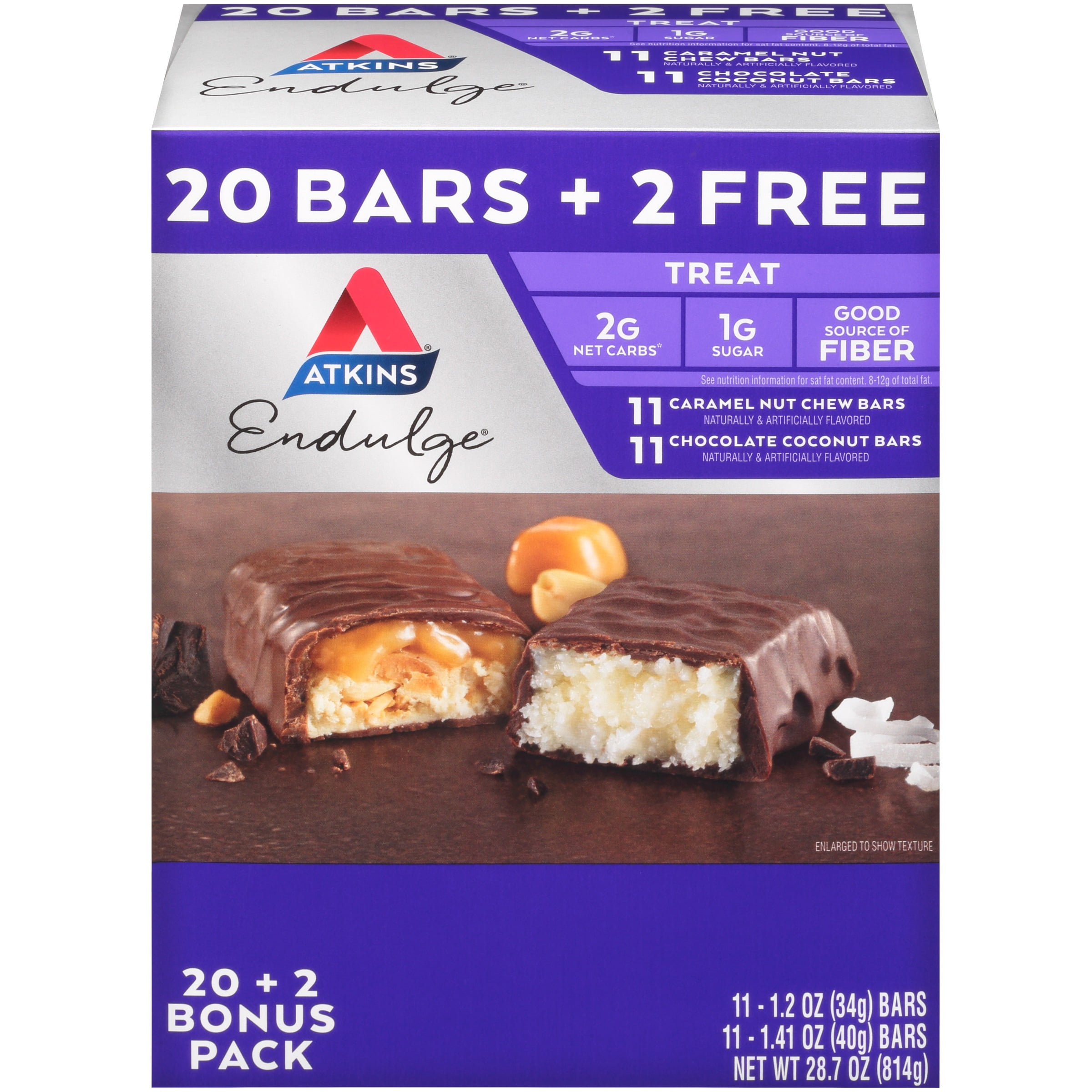 Atkins Endulge Treat, Caramel Nut Chew and Chocolate Coconut Treat Bars