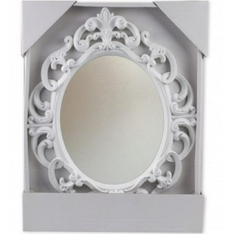 Kole Ornate Grey Oval Mirror - 15.5x10.5 Inch Decorative Wall Mirror With Distressed Frame