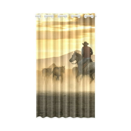 Mkhert Western Cowboys Tame Horses Window Curtain Living Room