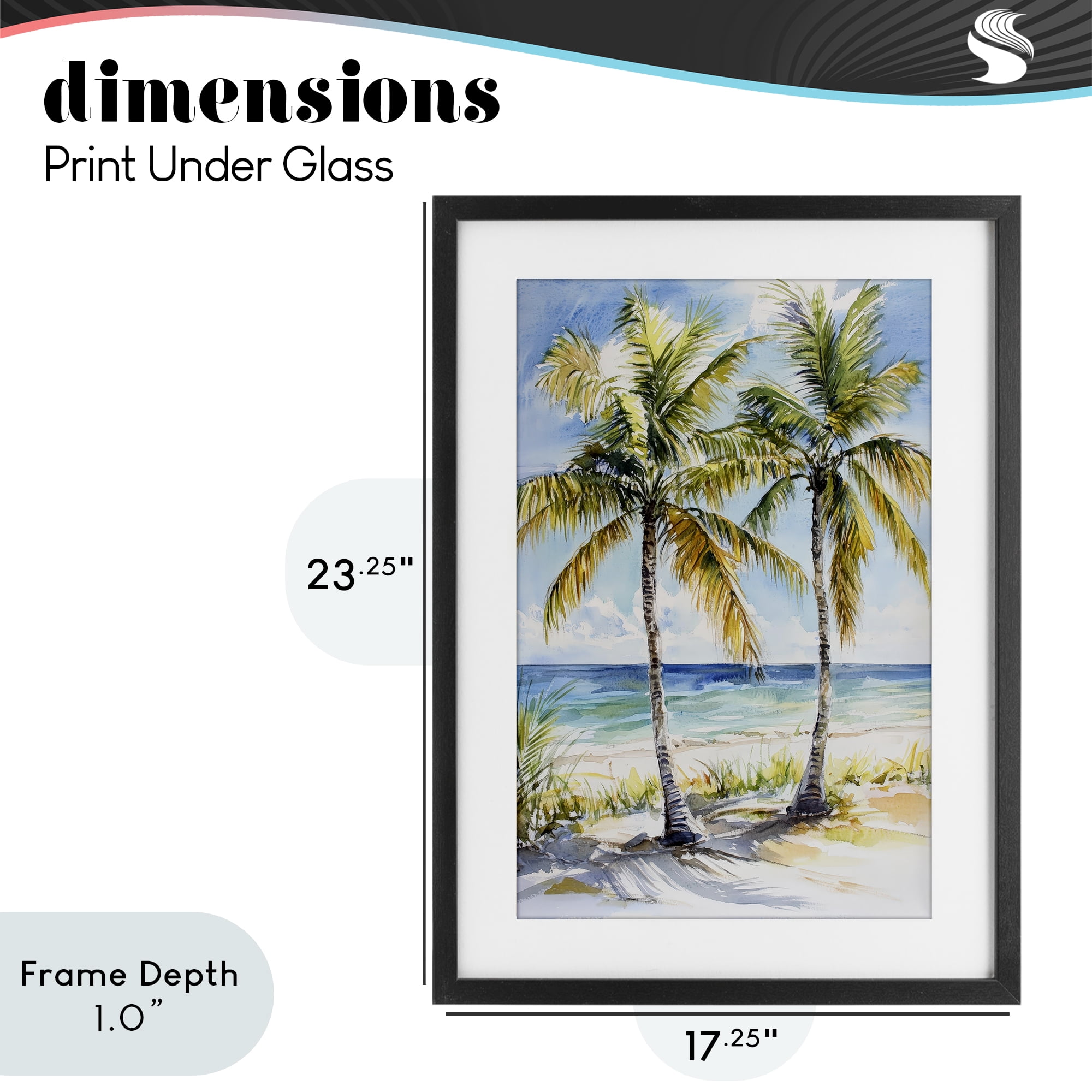 Stupell Industries Sandy Palms Duo Ocean View Black Framed Print Under Glass, design by Petal Prints Design