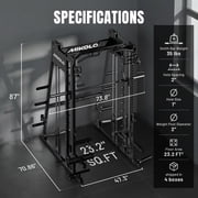 Mikolo M11 Smith Machine Home Gym, 2200LBS Power Rack with Functional Trainer, Cable Crossover, LAT Pulldown, Low Row, Landmine and Plate Storage for Full Body Strength Training