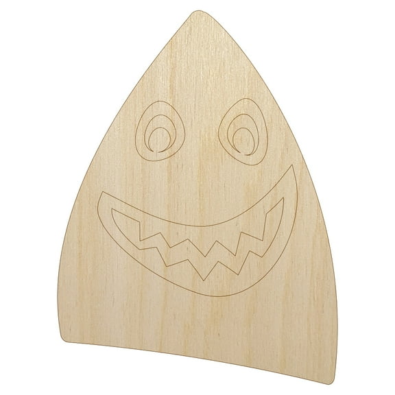 Cheerful Shark Face Wood Shape Unfinished Piece Cutout Craft DIY Projects - 4.70 Inch Size - 1/8 Inch Thick