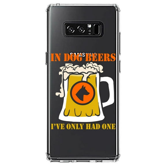 DistinctInk Clear Shockproof Hybrid Case for Samsung Galaxy Note 8 - TPU Bumper Acrylic Back Tempered Glass Screen Protector - In Dog Beers, I've Only Had One
