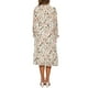 thumbnail image 3 of Vestido de mujer INSPIRE CHIC con flores, cuello alto, volantes, mangas largas, fluido, de gasa, corte A, midi, blanco, XL, 3 of 6