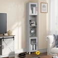thumbnail image 2 of Costway Gabinete de Almacenamiento de Baño Alto, Gabinete de Torre Delgado Independiente con 2 Estantes Abiertos, 1 Estante Ajustable & Puertas de Vidrio Templado,, Gris, 2 of 2