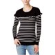 thumbnail image 2 of Maison Jules suéter de punto con volantes a rayas para mujer, negro, XX-Small, 2 of 2
