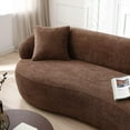 thumbnail image 6 of Williamspace 86.6" Curved Sofa, Modern 3 Seat Couch Back Upholstered Boucle Fabric Couch with Two Throw Pillows for Living Room, Office, Apartment, Brown, 6 of 6