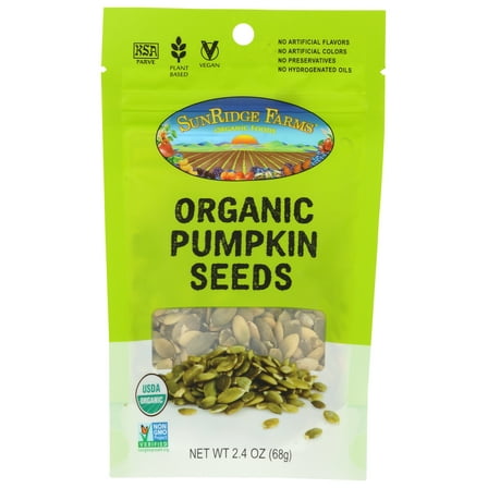 Pack of 8, Sunridge Farm Organic Pumpkin Seeds, 2.4 oz
