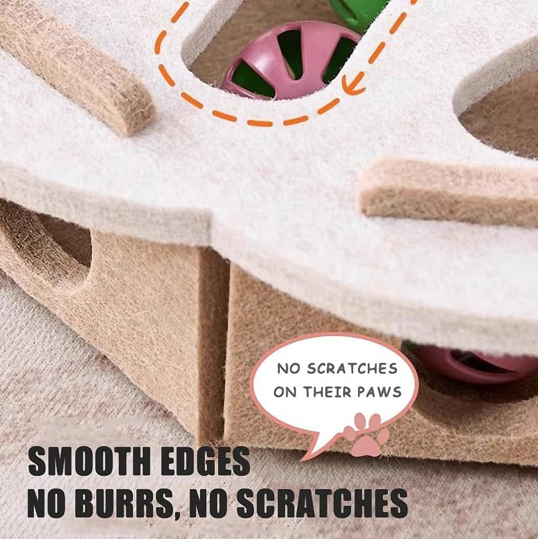 Cat Nail File Enrichment Box, Interactive Cat Scratch Puzzle Toys for Indoor Cats, Kitten Scratcher That Files Nails & Felt Maze Treat Box, Gifts for People Who Love Cats, Sandpaper Inside (1PC)