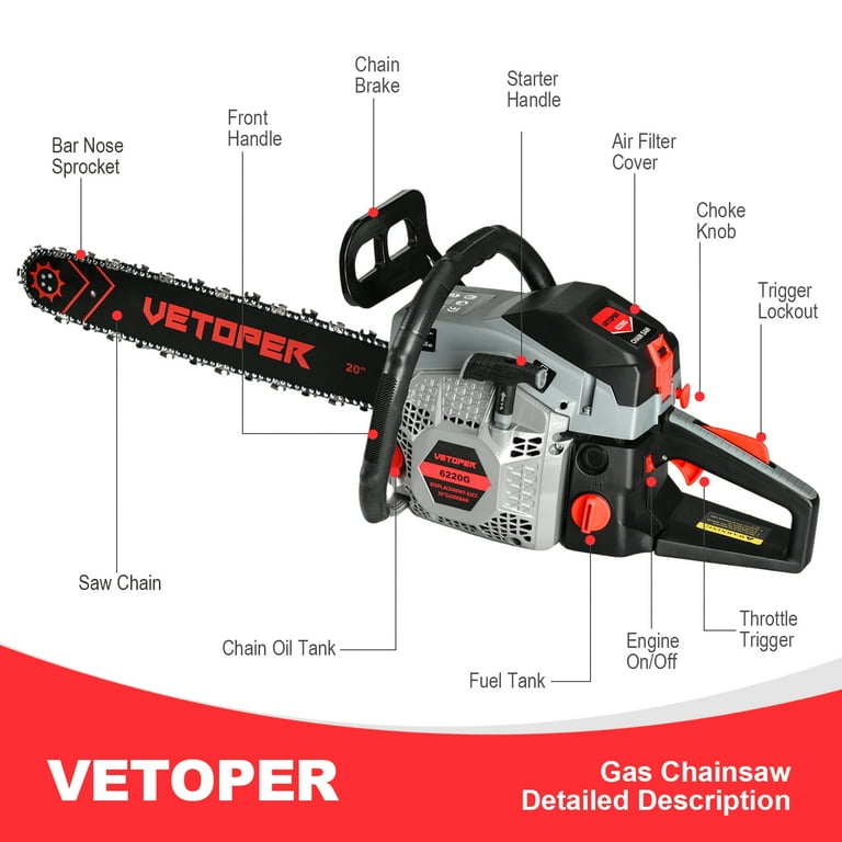 mamanail Dereal Extended Saw, Lightweight & Heavy-Duty 62CC 20in Gas