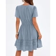 thumbnail image 6 of BTFBM Womens Spring Casual Mini Dresses Lightweight Short Sleeve V Neck Elastic Waist Cute Boho Beach Dress Pockets, 6 of 7