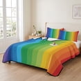 thumbnail image 2 of Twin XL Quilt Set 68''x98'', Colorful Striped Ombre Lightweight Bedspread Coverlet Set with 2 Pillow Shams, Rainbow Stripes Modern Abstract Art Breathable All Season Quilt Bedding for Dorm/Guest Room, 2 of 9