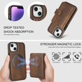 thumbnail image 2 of Decase for iPhone 13 Flip PU Leather Back Cover with 2-in-1 Detachable Magnetic Wallet with 5 Card Slots Compatible Mag-Safe and RFlD Blocking Kickstand and Wireless Charging,Brown, 2 of 5